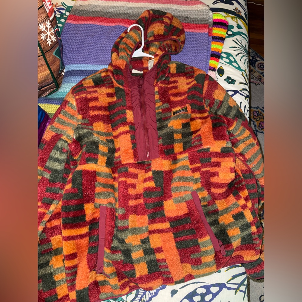 Fuzzy L L Bean hooded shirt